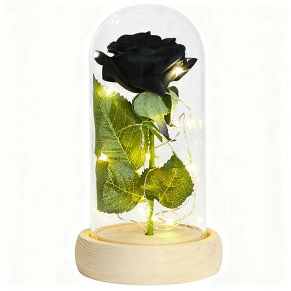 Gifts for Her Beauty and the Beast Eternal Rose in Glass Dome Artificial Forever Flower LED Light Mothers Day Gifts for Women
